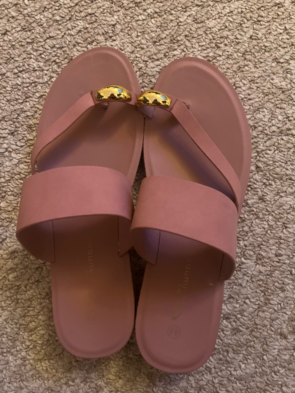 CL by Chinese Laundry Dusty Rose Slide Sandals with Gold Accent
